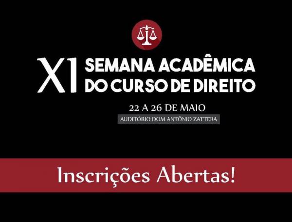 Inscrições para a 11ª Semana Acadêmica do Direito estão abertas