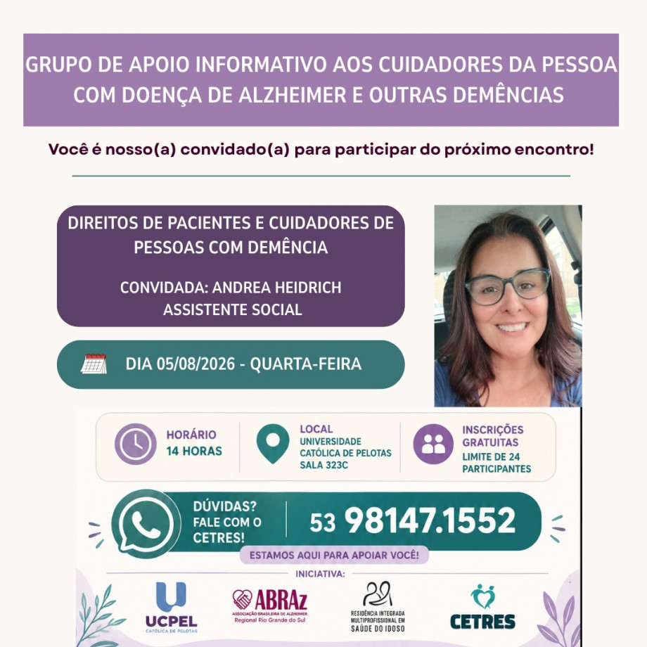 UCPel recebe encontro do Grupo de apoio aos cuidadores da pessoa com doença de Alzheimer