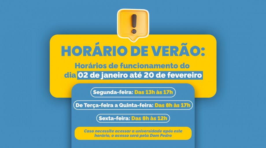 Horário de Verão da UCPel inicia no dia 2 de janeiro