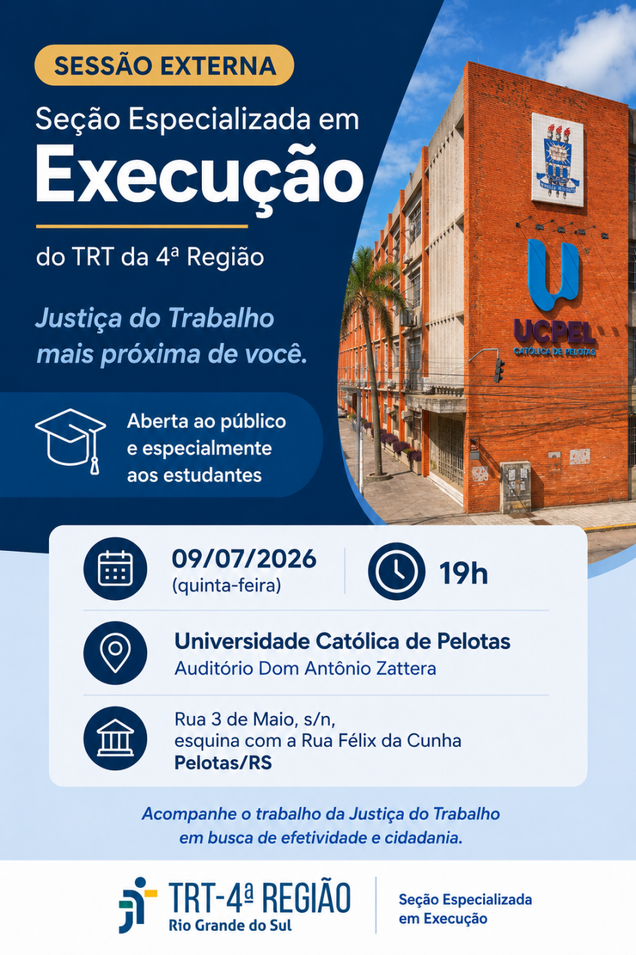 UCPel recebe sessão especializada em execução do TRT
