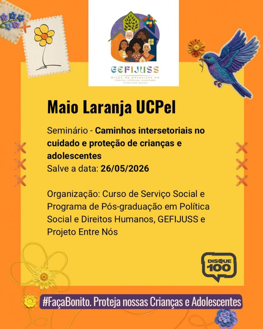 UCPel promove evento sobre proteção de crianças e adolescentes, alusivo ao mês de Maio Laranja