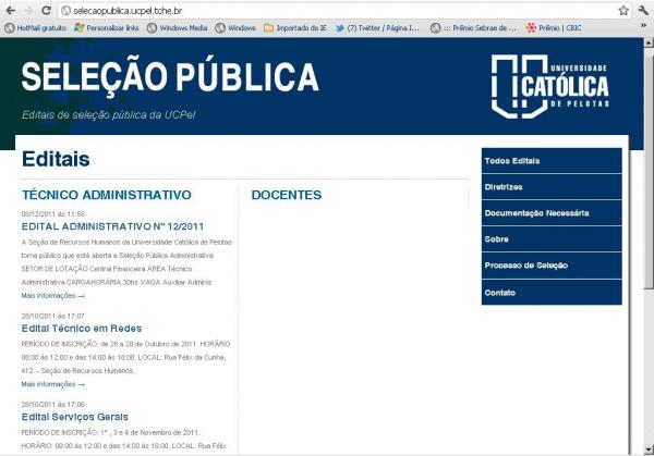 UCPel implanta site de Seleção Pública