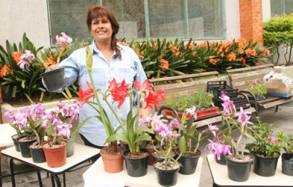 Flores fazem sucesso na Feira de Economia Solidária